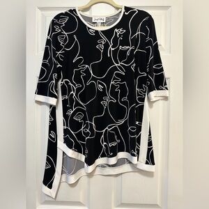 Abstract Black and White Women's Top